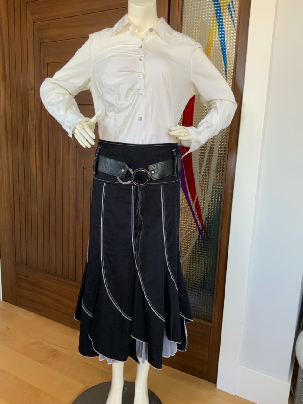 INFINITIF Panel Skirt,  Black with white highlights, Sz 12